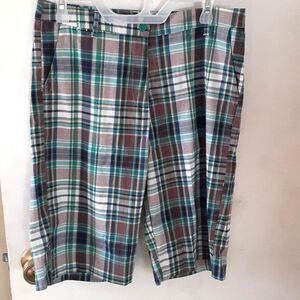 riviya shorts blue plaid summer shorts 9 10  m  summer cotton blend bermuda golf